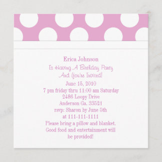 Rosa u. weiße Polka-Punkt-Party Einladungen