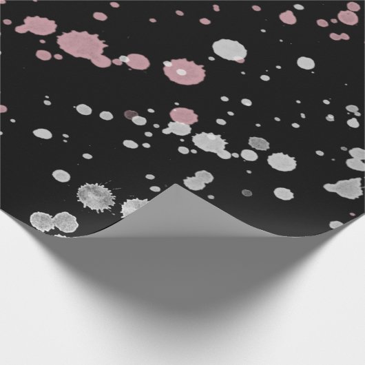 Rosa u. weißer Farben-Spritzer Geschenkpapier (Ecke)