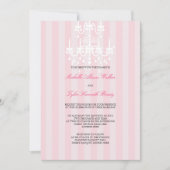 Rosa u. weißer Leuchter Stripes Einladung (Vorderseite)