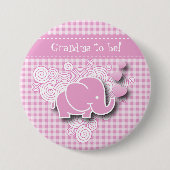 Rosa-u. weißerkarierter des Baby-Elefant-| DIY Button (Vorderseite)