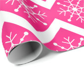 Rosa u. weißes Weihnachtsschneeflocke-Zickzack Geschenkpapier (Rolleneckpunkt)
