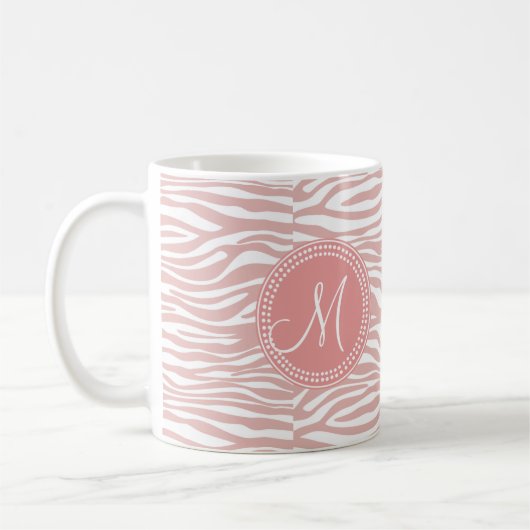 Rosa u. weißes Zebra-Muster Kaffeetasse (Links)