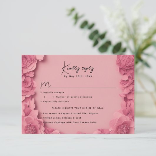 Rosa UAWG RSVP Karte (Stehend Vorderseite)