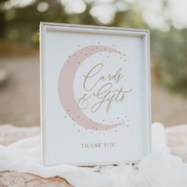 Rosa über dem Mond Babyduschkarten und Geschenke Poster