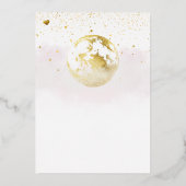 Rosa über dem Mond Gold Celestial Girl Babydusche Folieneinladung (Rückseite)