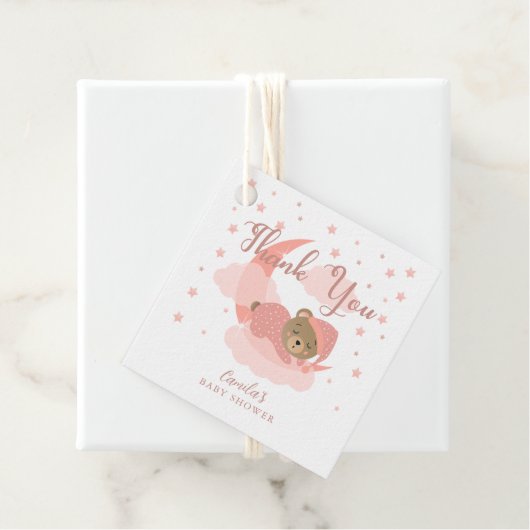 Rosa über dem Mond Schlafbär Danke Geschenkanhänger (Beispiel)