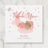 Rosa über dem Mond Schlafbär Danke Geschenkanhänger (Vorderseite)
