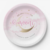 Rosa über den Tellern des Mondpapiers Pappteller (Vorderseite)