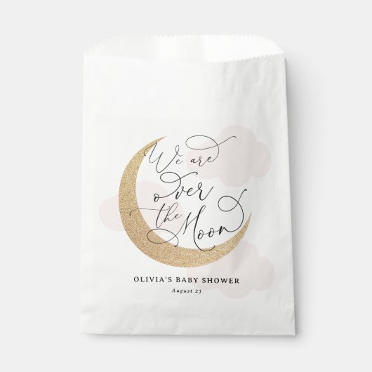 Rosa über der Mond Babydusche Geschenktütchen (Vorderseite)