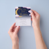 Rosa über der Mond-Girl-Babydusche Flyer (Gruppe)