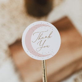 Rosa über der Mond-Girl-Babydusche Runder Aufkleber