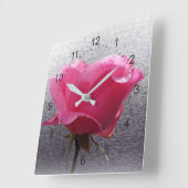 rosa über grau quadratische wanduhr (Winkel)