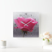 rosa über grau quadratische wanduhr (Zuhause)