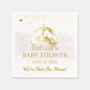 Rosa über Mond und Sterne Celestial Baby Dusche Serviette
