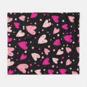 Rosa über schwarzen Herzen Fleecedecke (Vorderseite (Horizontal))