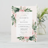 Rosa Überfluss Hochzeit im Frühling Einladung (Stehend Vorderseite)