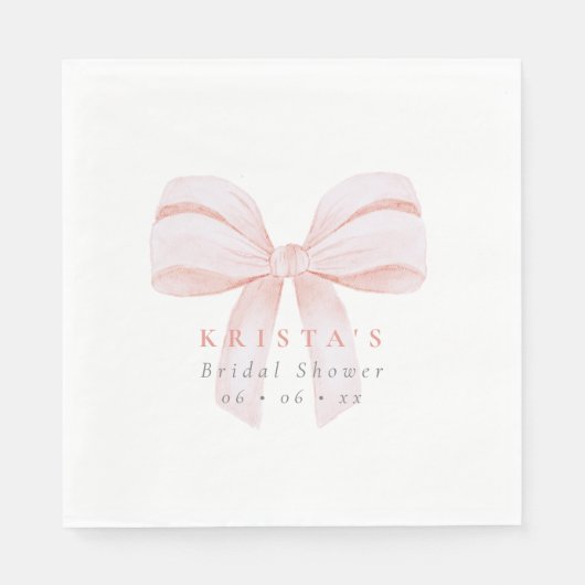 Rosa übergroße Schleife Brautparty Serviette (Vorderseite)