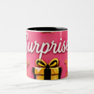  Rosa "Überraschung!" Geschenkbox-Aufkleber – Fest Zweifarbige Tasse