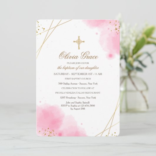 Rosa Überzeugung religiöse Einladung (Stehend Vorderseite)