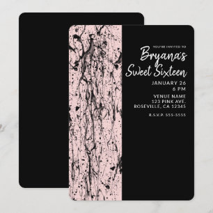 Rosa Überzug & Schwarze Farbe Süße 16 Party für je Einladung