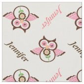Rosa Uhu, Blume und Name personalisiert Stoff (Nahaufnahme)