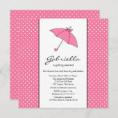 Rosa Umbrella Bridal Dusche Einladung (Vorne/Hinten)