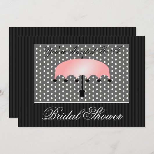 Rosa Umbrella Bridal oder Babydusche Einladung (Vorne/Hinten)