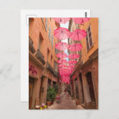 Rosa Umbrellas an der französischen Riviera Grasse Postkarte (Vorne/Hinten)
