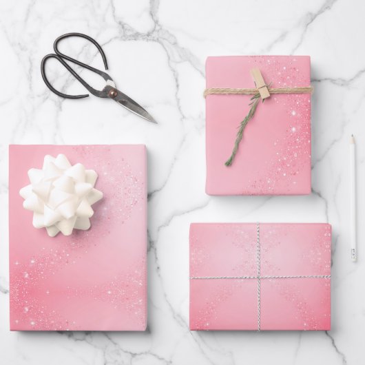 Rosa Umhüllung mit Sprinklen Geschenkpapier Set (Vorderseite)