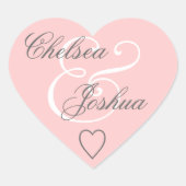 Rosa Umschlag Aufkleber Wedding Heart V07 (Vorderseite)