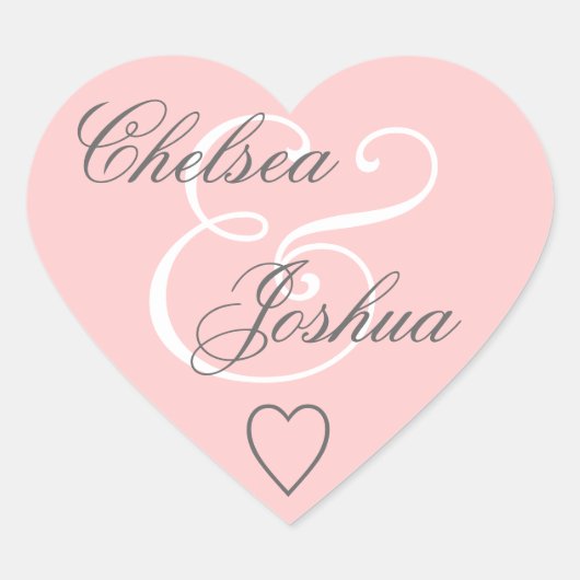 Rosa Umschlag Aufkleber Wedding Heart V07 (Vorderseite)