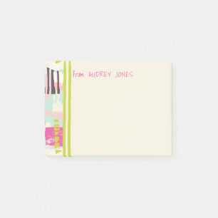 Rosa und Abstrakte Kunstbezeichnung Chartreuse Post-it Klebezettel
