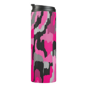 Rosa und Abstrakte Schwarzweißdruckleder Thermosbecher