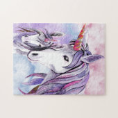 Rosa und Amethyst Einhorn Mutter und Kind Puzzle (Horizontal)