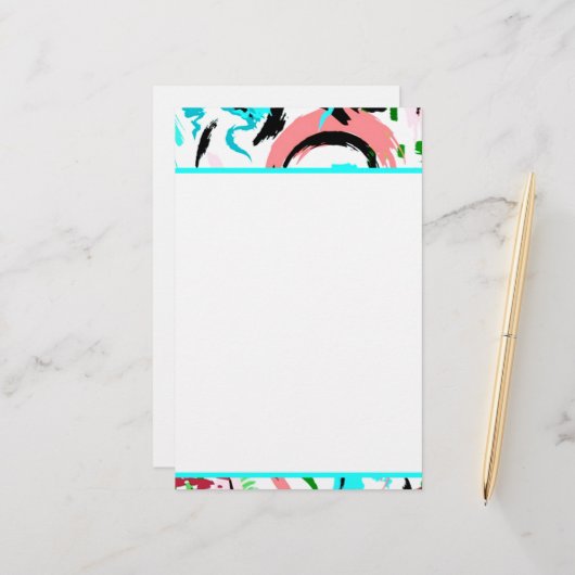 Rosa und Aqua abstrakt Briefpapier (Vorderseite/Rückseite Beispiel)
