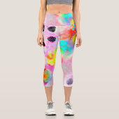Rosa und Aqua Abstrakt Capri Leggings (Vorderseite)