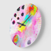 Rosa und Aqua Abstrakt Große Wanduhr (Winkel)