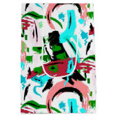 Rosa und Aqua abstrakt Mittlere Geschenktüte (Rückseite)