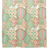 Rosa und Aqua Blue Hot Air Balloons Duschvorhang (Vorderseite)