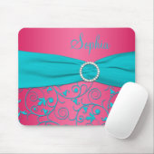 Rosa und Aqua Damask Mousepad (Mit Mouse)