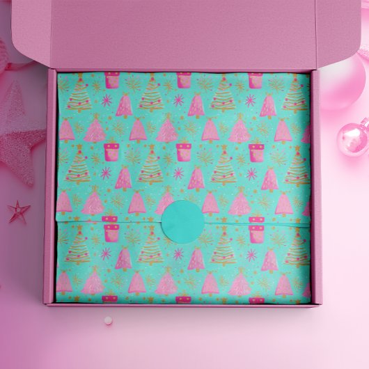 Rosa und Aqua Feierliche Weihnachten Seidenpapier