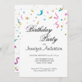 Rosa und Aqua Glitzer Confetti Einladung (Vorne/Hinten)