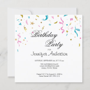 Rosa und Aqua Glitzer Confetti Einladung