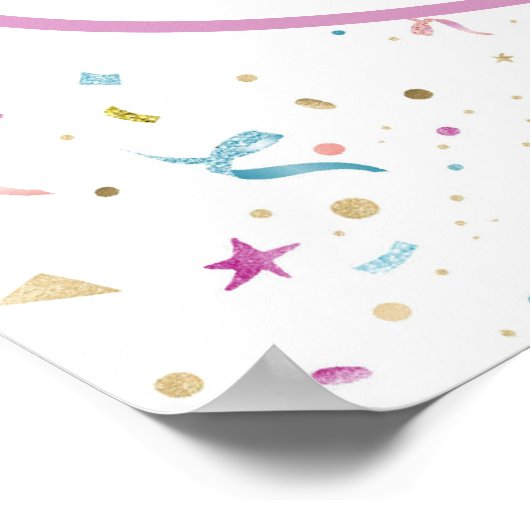 Rosa und Aqua Glitzer Confetti Poster (Ecke)