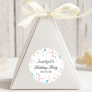 Rosa und Aqua Glitzer Confetti Runder Aufkleber