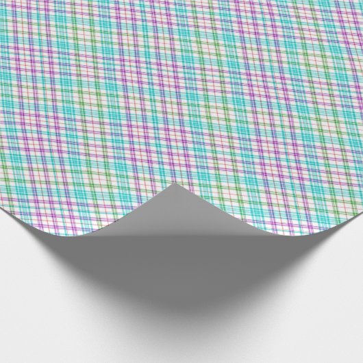 Rosa und Aqua Kariert Geschenkpapier (Ecke)