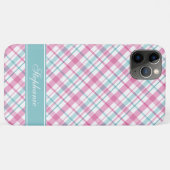 Rosa-und Aqua-kariertes Muster Case-Mate iPhone Hülle (Rückseite (Horizontal))