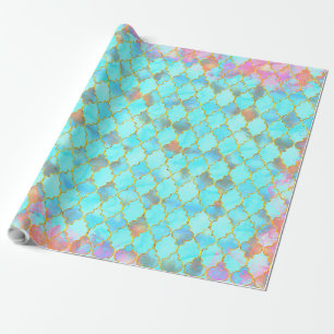 Rosa und Aqua-marokkanisches Muster Geschenkpapier