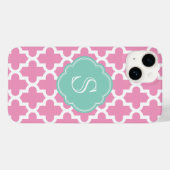Rosa und Aqua Modernes marokkanisches Monogramm Case-Mate iPhone Hülle (Rückseite (Horizontal))