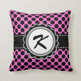 Rosa-und Aqua-Tupfen-Retro Monogramm-Buchstabe K Kissen